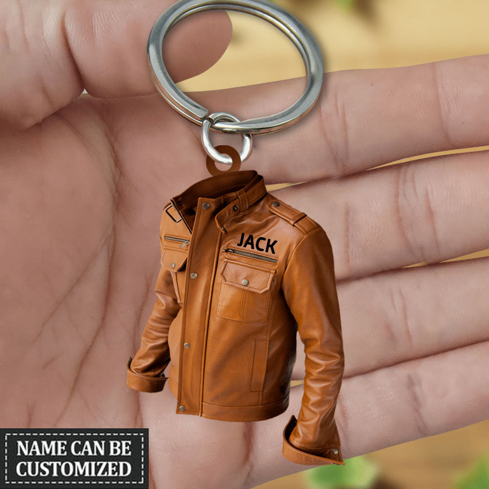 Personalized Motorcycle Leather Jacket Keychain