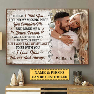 You Complete Me And Make Me A Better Person - Upload Image, Gift For Couples - Personalized Horizontal Poster