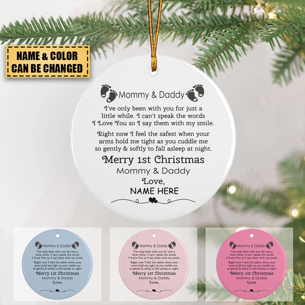 MOMMY DADDY 1ST CHRISTMAS SPECIAL - Personalized Ceramic Ornament