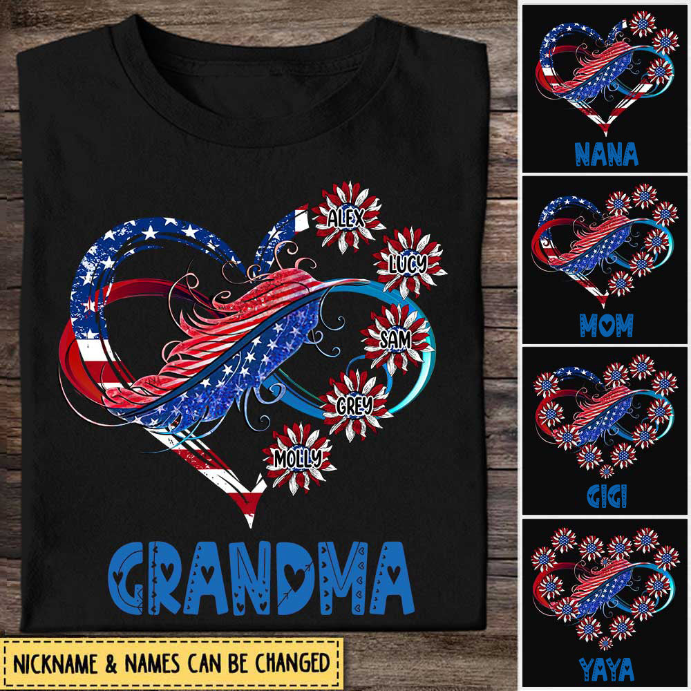 Independence Day Grandma Mom Custom Nickname Names Family Infinitive Love July 4th Gift Tshirt