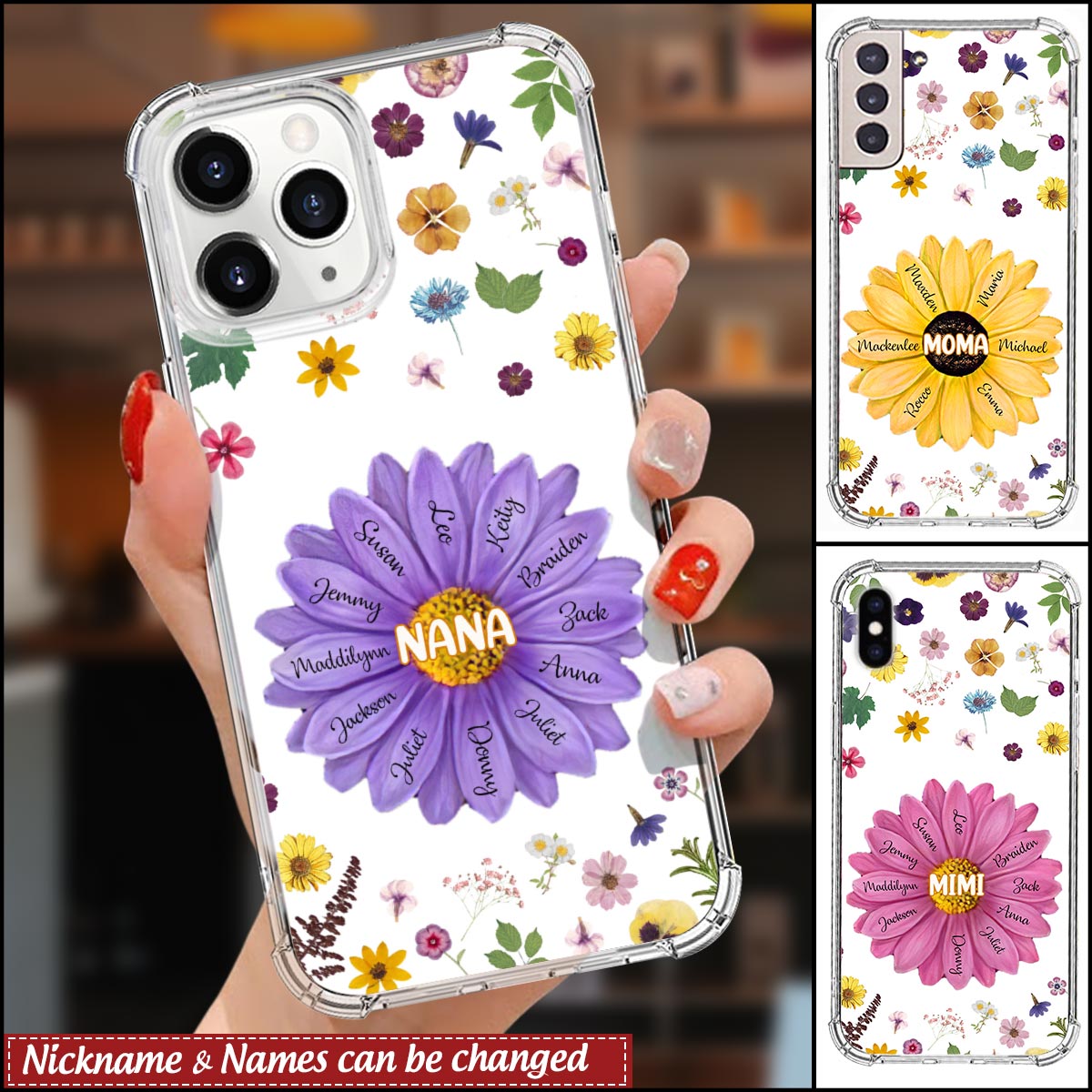 Personalized Gift For Grandma Mom Flower Birthday Gift Space Phone case