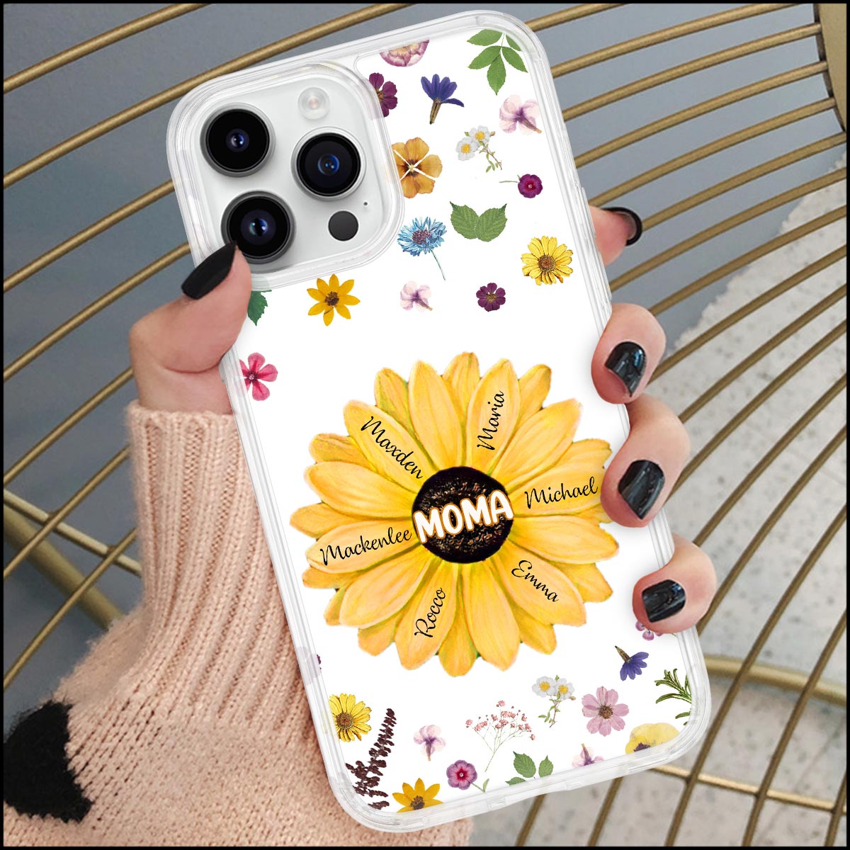 Personalized Gift For Grandma Mom Flower Birthday Gift Space Phone case