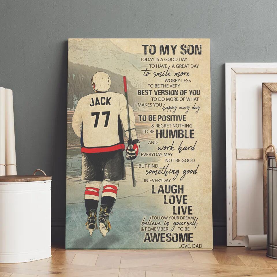 Custom Personalized Ice Hockey Canvas, Gifts For Hockey Players