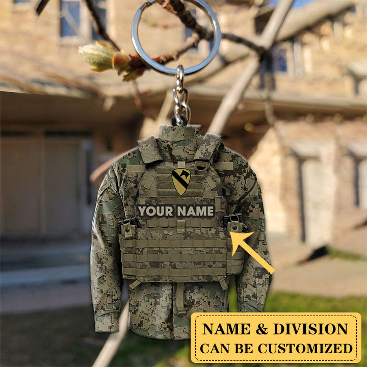 Army Veteran Custom Keychain Division and Name Personalized Gift!