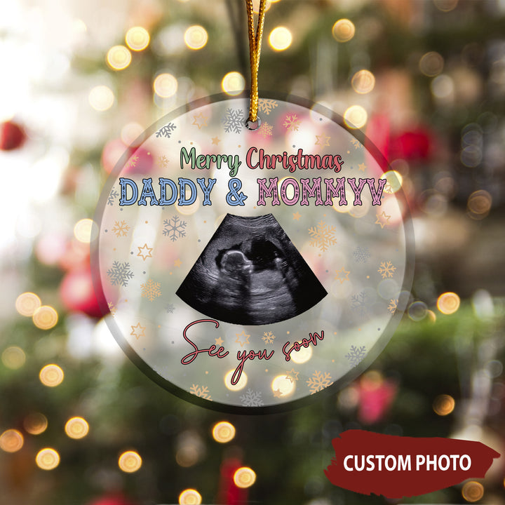 Personalized Gift Of Future Daddy & Mommy See You Soon Ornament