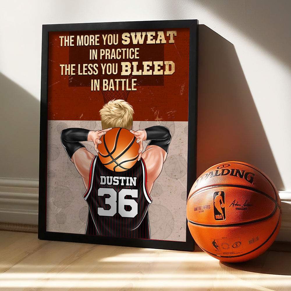 Personalized Basketball Player Poster - The More You Sweat In Practice
