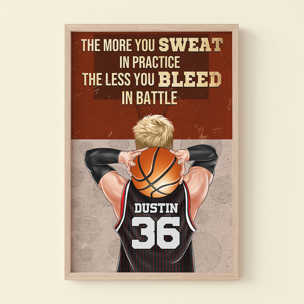 Personalized Basketball Player Poster - The More You Sweat In Practice