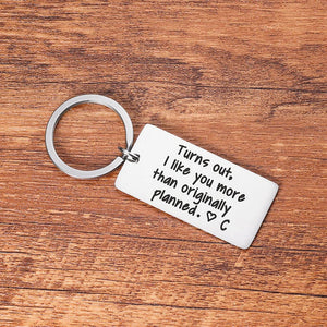 Personalized Initial Couple Keychain-Turns Out, I Like You More Than Originally Planned
