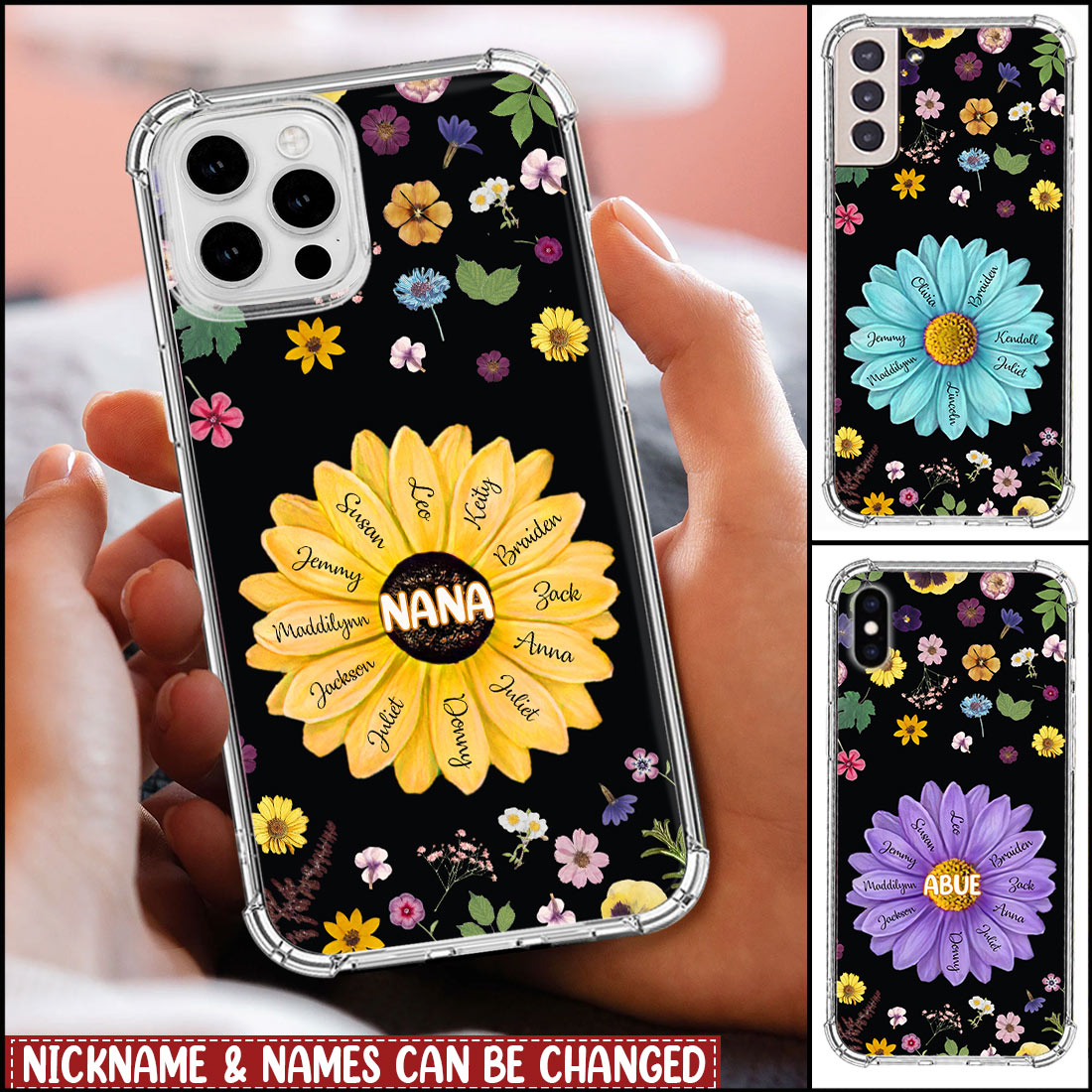 Personalized Gift For Grandma Mom Flower Birthday Gift Space Phone case