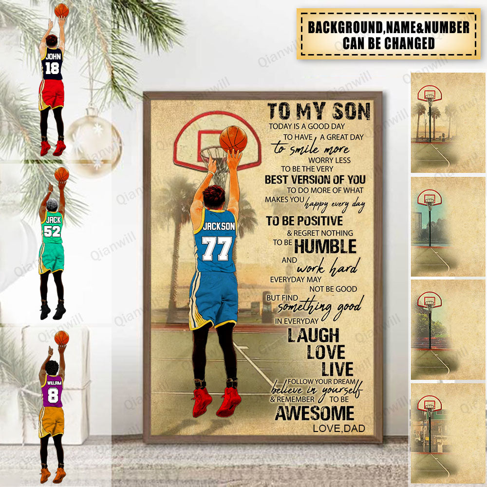 Custom Personalized Basketball Poster, Vintage Style, Sport Gifts For Son,Basketball Player