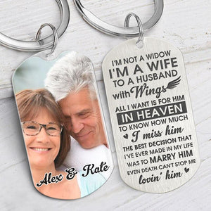 I'm A Wife To A Husband With Wings, Personalized Keychain, Memorial Gifts, Custom Photo