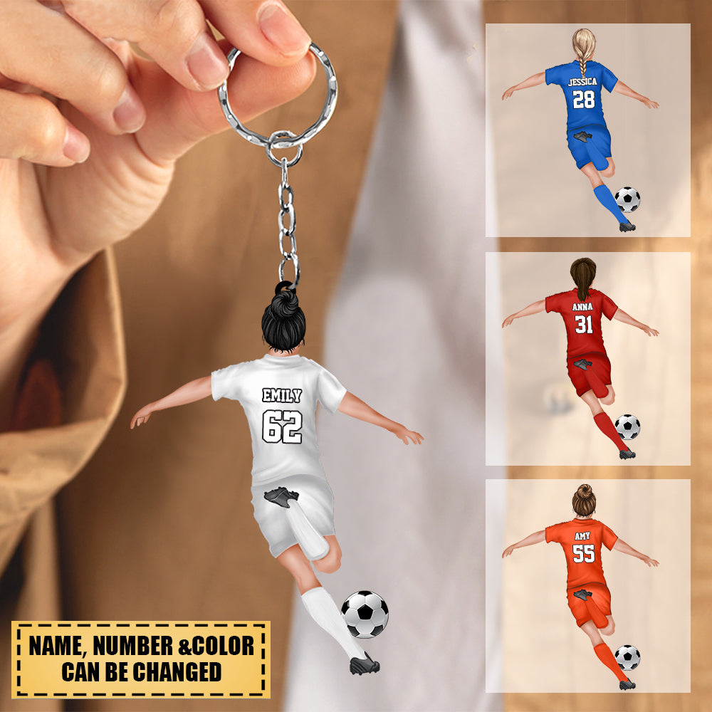 Personalized Soccer Player Christmas Acrylic Keychain