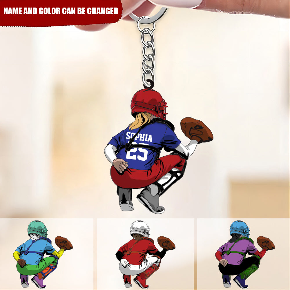 Softball Catcher Keychain - Personalized Sport Gift