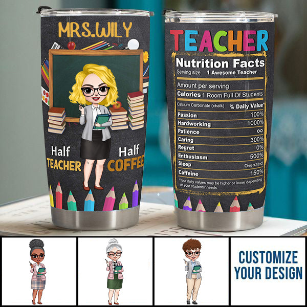 Teacher Nutrition Facts - Personalized Tumbler Cup