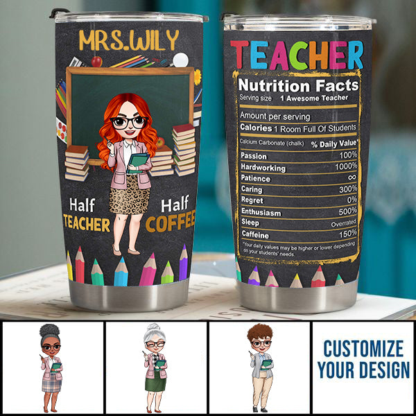 Teacher Nutrition Facts - Personalized Tumbler Cup