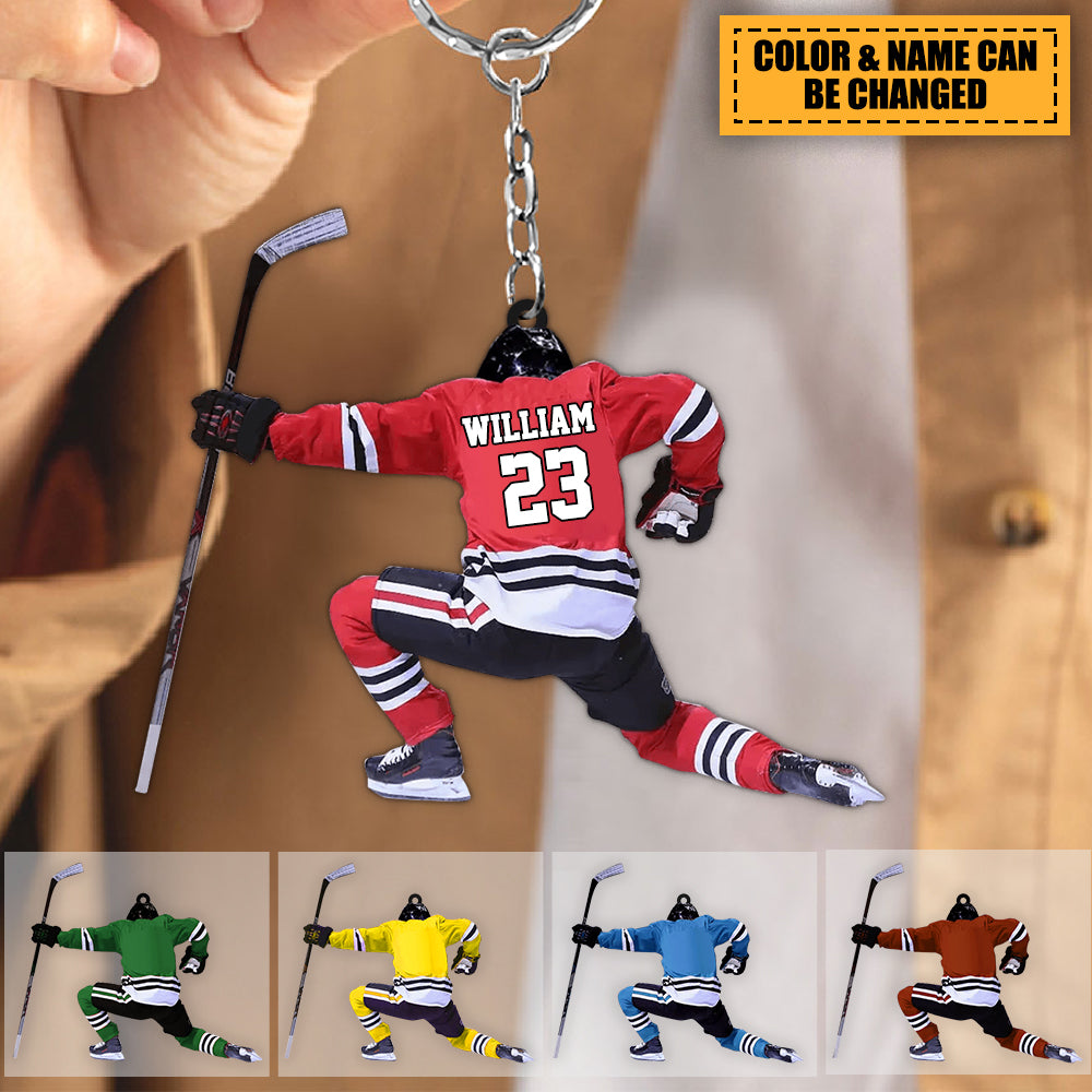 Personalized Hockey Acrylic Keychain - Gifts For Hockey Lover
