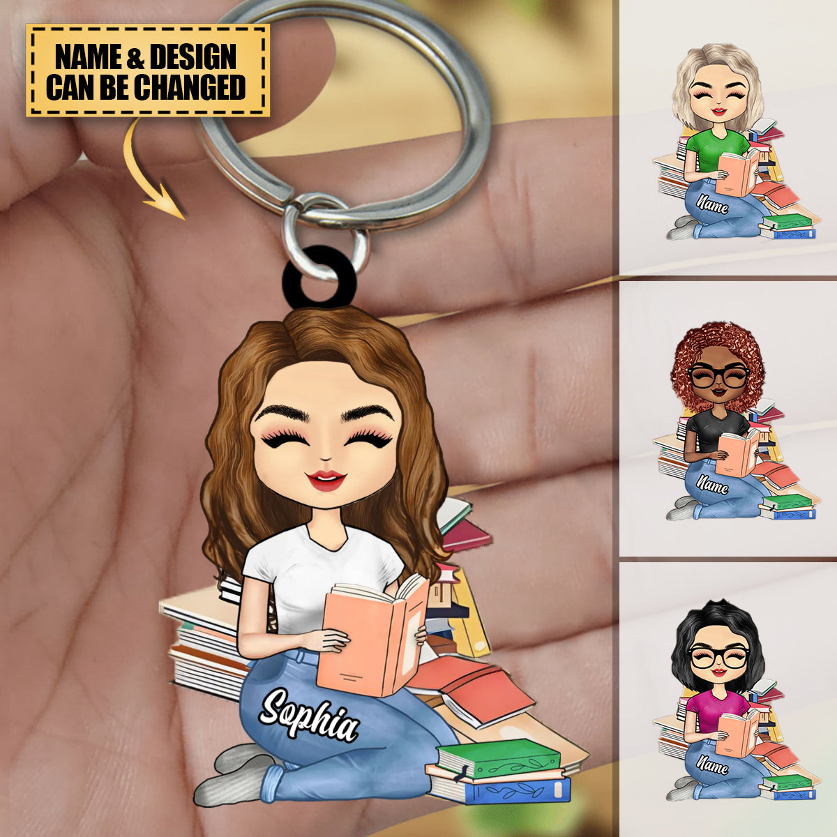 A Girl Who Loves Books Reading - Personalized Keychain For Book Lover