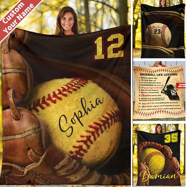 Personalized Lovely Kid Baseball/Softball Blanket for Comfort & Unique