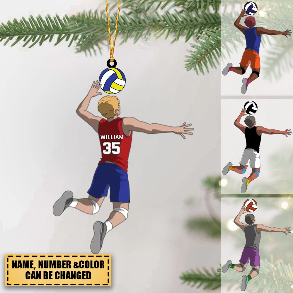 Volleyball Ornament Male Attack - Personalized Christmas Acrylic Ornament