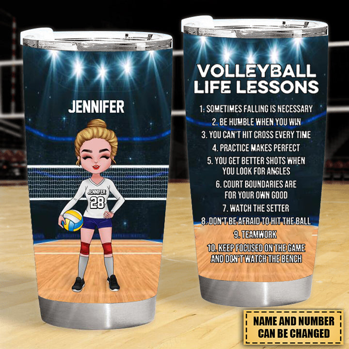 Volleyball Life Lessons, Volleyball Custom Tumbler, Gift For Volleyball Lovers
