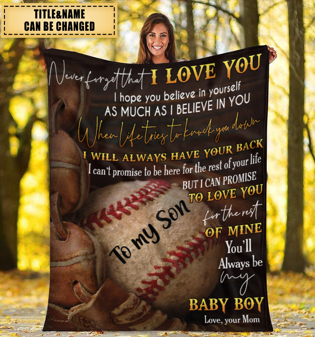 Never Foget That I Love You - Personalized Blankets For Baseball Lovers