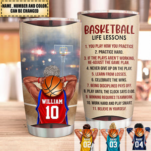 Basketball Life Lessons, Basketball Custom Tumbler, Gift For Basketball Lovers