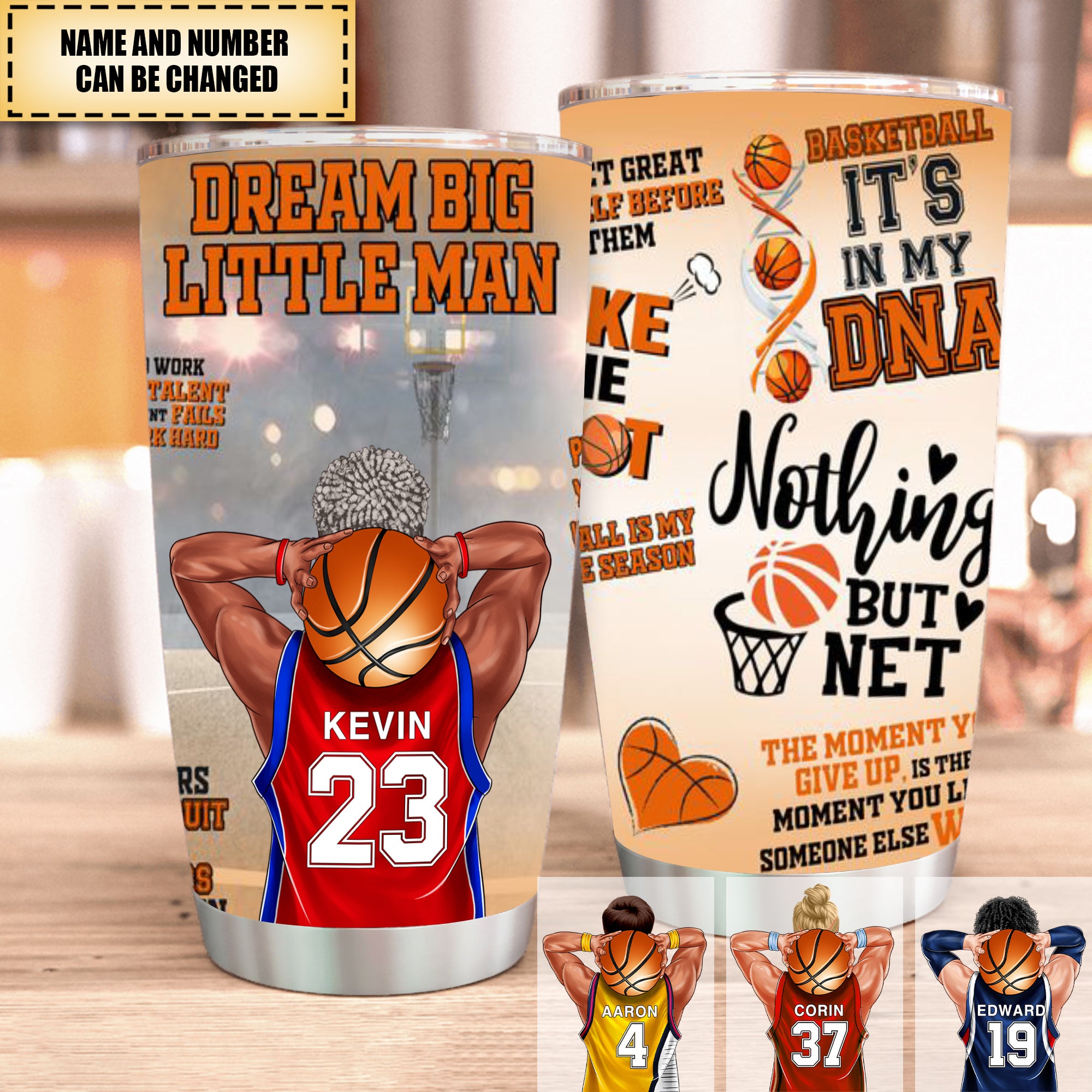 Personalized Basketball Player Tumbler - Big Dream Little Man
