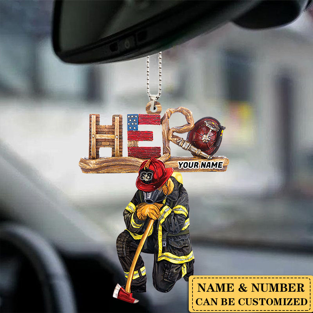Personalized Kneeling Firefighter Custom Acrylic Ornament