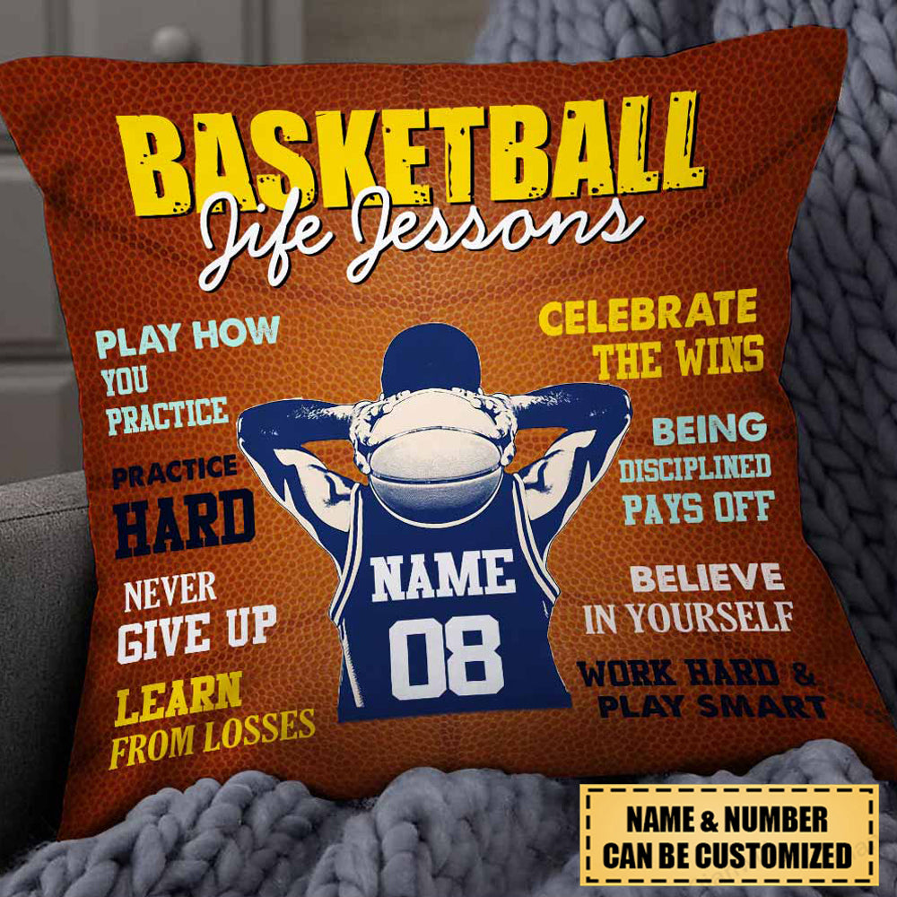 Personalized Love Basketball Player Life Lessons Pillow - Gift For Basketball Lovers