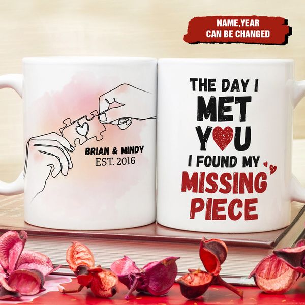 The Day I Met You Couple Personalized White Mug