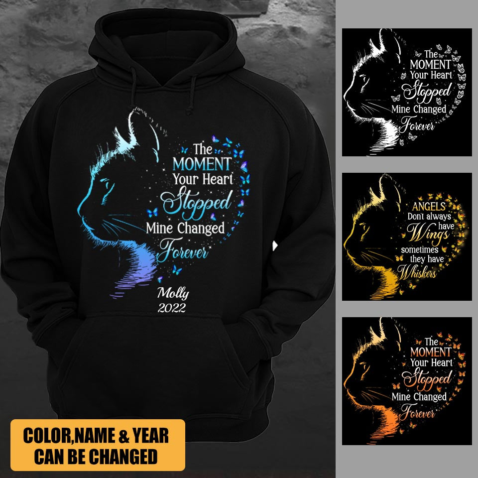 Memorial Gift For Cat Lover - The Moment Your Heart Stopped Mine Changed Forever-Personalized All Over Print Hoodie