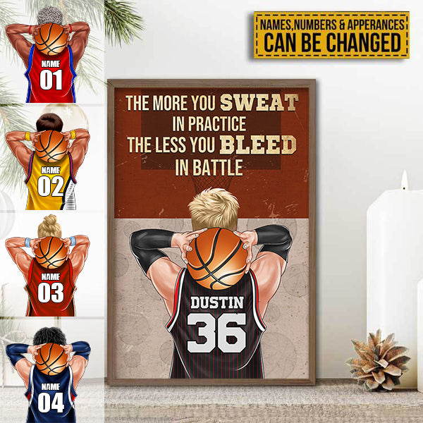 Personalized Basketball Player Poster - The More You Sweat In Practice