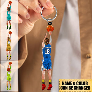 Personalized Basketball Girl Player Acrylic Keychain - Gift For Basketball Lover