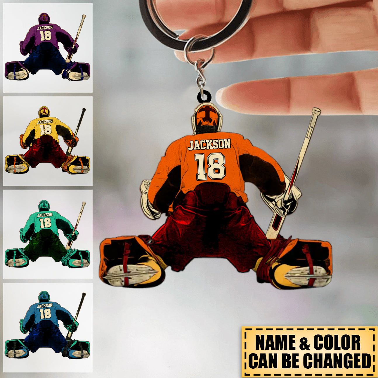 Personalized Ice Hockey Acrylic Keychain - Gifts For Hockey Goalies