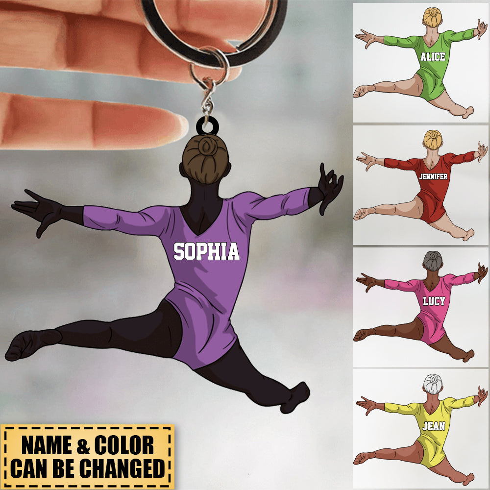Gymnastics Keychain Girl Split Leap - Personalized Sport Gift