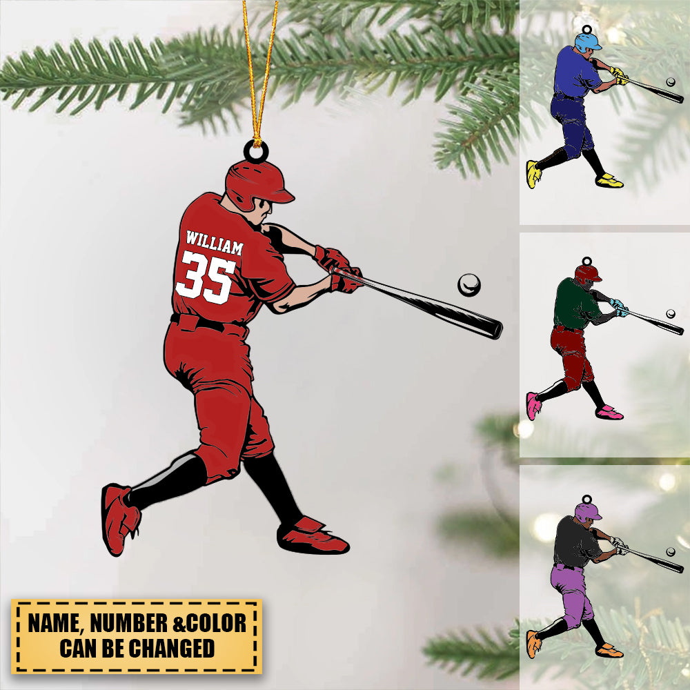 Baseball Player Swing - Personalized Christmas Acrylic Ornament