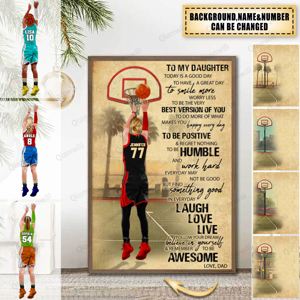 Personalized Basketball Poster,  Vintage Style,  Gift For A Basketball Player With Custom Name, Number & Appearance