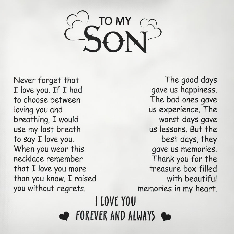 Gift For Son - No Regrets - Cross Necklace With Message Card - Son Gift For Birthday, Christmas, Special Occasion From Mom, Dad